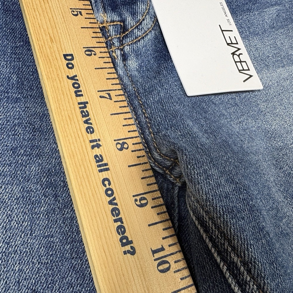 NEW VERVET Melissa Mid Rise Straight Jeans Size 27 Raw Hem Stretch Medium Wash - Picture 10 of 11